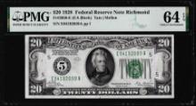 1928 $20 Federal Reserve Note Richmond Fr.2050-E PMG Choice Uncirculated 64EPQ