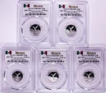 Lot of (5) 2017-Mo Mexico Proof 1/10 oz Silver Libertad Coin PCGS PR69DCAM