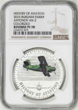 2015 Burundi 5000 Francs Aviation History Antonov AN-2 Silver Coin NGC Reverse PF70