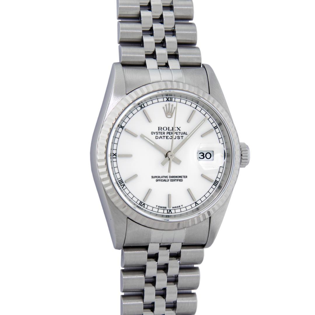 Rolex Men's Stainless Steel White Index Datejust Wristwatch