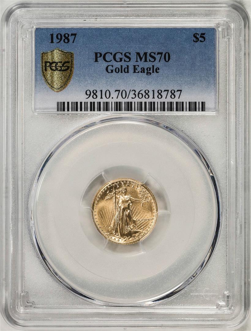 1987 $5 American Gold Eagle Coin PCGS MS70