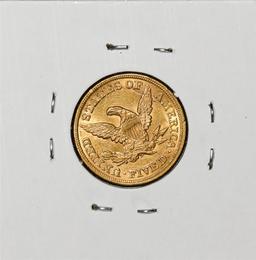 1856 $5 Liberty Head Half Eagle Gold Coin