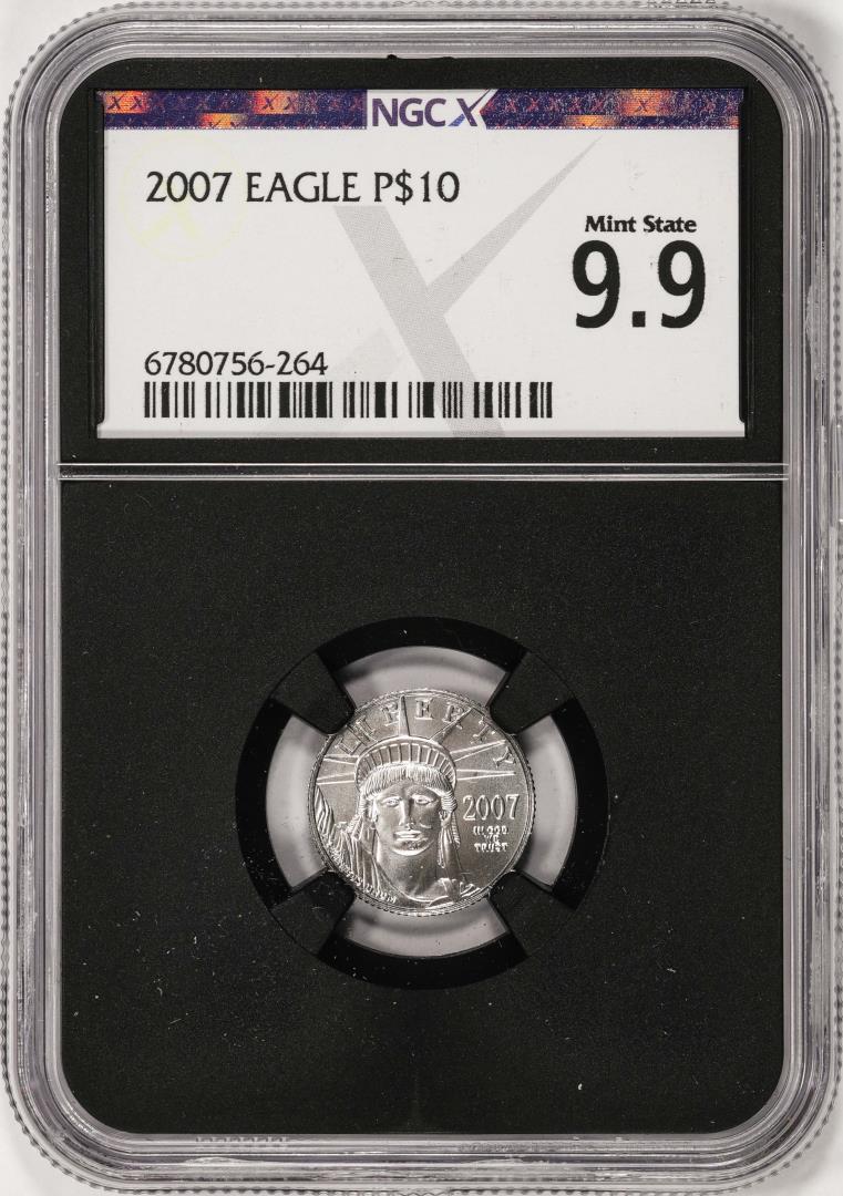 2007 $10 Platinum American Eagle Coin NGCX Mint State 9.9
