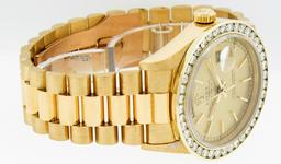 Rolex Men's 18K Yellow Gold Champagne Index 3.00 ctw Diamond Day Date President Watch