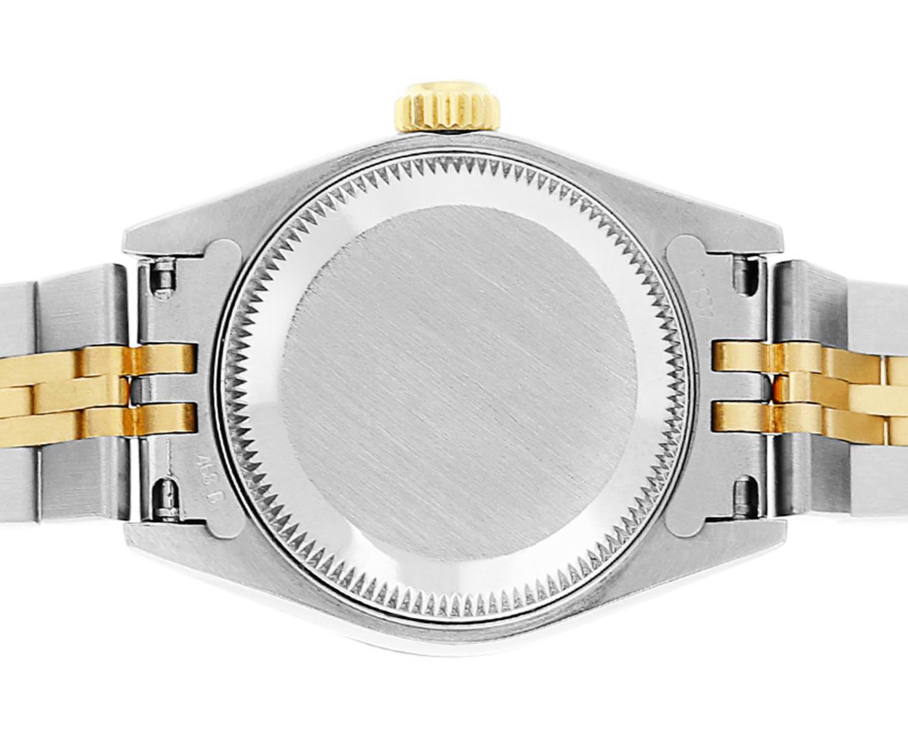 Rolex Ladies Two Tone Silver Index Dial Diamond Datejust Wristwatch