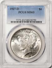 1927-D $1 Peace Silver Dollar Coin PCGS MS63