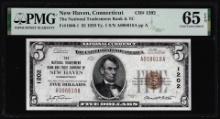 1929 $5 Bank & Trust New Haven, CT CH# 1202 National Note PMG Gem Uncirculated 65EPQ