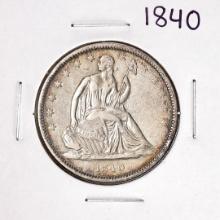1840 Seated Liberty Half Dollar Coin