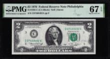 1976 $2 Federal Reserve Note Fr.1935-C PMG Superb Gem Uncirculated 67EPQ