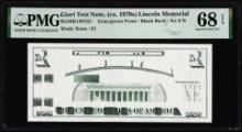 Circa 1970's Lincoln Memorial Giori Test Note PMG Superb Gem Uncirculated 68EPQ