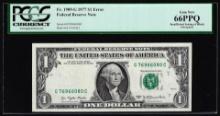 1977 $1 Federal Reserve Note Insufficient Inking Error Fr.1909-G PCGS Gem New 66PPQ