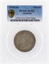 1936(m) Australia Florin Silver Coin PCGS AU53
