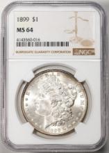 1899 $1 Morgan Silver Dollar Coin NGC MS64