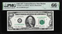 1977 $100 Federal Reserve Note Boston Fr.2168-A PMG Gem Uncirculated 66EPQ