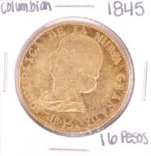 1845 Colombia 16 Pesos Gold Coin
