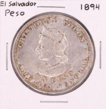 1894 El Salvador Peso Silver Coin
