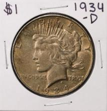 1934-D $1 Peace Silver Dollar Coin