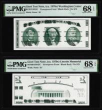 Set of Giori Test Note Washington & Lincoln Memorial PMG Superb Gem Unc 68EPQ