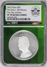 2022 Paulau $5 Proof The Chive Bill Murray Silver Coin NGC PF70 Ultra Cameo FDOI