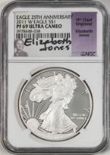 2011-W $1 Proof American Silver Eagle Coin NGC PF69 Ultra Cameo E. Jones Signature