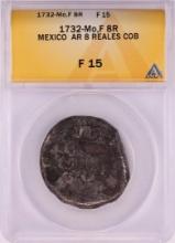 1732Mo F Mexico 8 Reales Cob Silver Coin ANACS F15