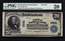 1902PB $20 Peoples NB of Washington, PA CH# 9901 National Currency Note PCGS VF20