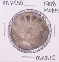 1908 Mo AM Mexico Un Peso Silver Coin