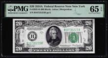 1934A $20 Federal Reserve Note New York Fr.2055-B PMG Gem Uncirculated 65EPQ
