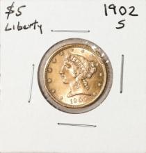 1902-S $5 Liberty Head Half Eagle Gold Coin