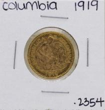 1919 Columbia 5 Pesos Gold Coin