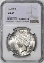 1928-S $1 Peace Silver Dollar Coin NGC MS63