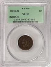 1909-S $1 Indian Head Cent Coin PCGS VF30 Old Green Holder