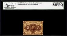 1862 First Issue 5 Cents Fractional Currency Note Fr.1230 Legacy Ch. About New 58PPQ
