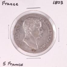 1803 France 5 Francs Silver Coin
