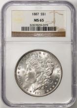1887 $1 Morgan Silver Dollar Coin NGC MS65