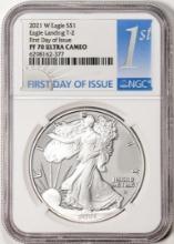 2021-W T-2 $1 Proof American Silver Eagle Coin NGC PF70 Ultra Cameo FDOI