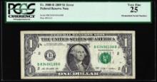 2009 $1 Federal Reserve Note Mismatched Serial Number Error Fr.3000-B PCGS Very Fine 25