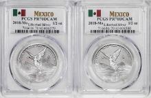 Lot of (2) 2018-Mo Mexico Proof 1/2 oz Silver Libertad Coins PCGS PR70DCAM
