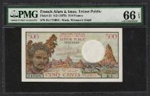 1975 Tresor Public French Afras & Issas 500 Francs Note PMG Gem Uncirculated 66EPQ