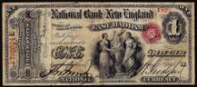 1865 $1 National Bank of New-England East Haddam, CT CH# 1480 National Currency Note