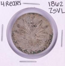 1862 ZsVL Mexico 4 Reales Silver Coin