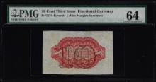 Third Issue Ten Cents Specimen Fractional Note Fr.1251-4sp PMG Choice Uncirculated 64
