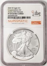 2020-W $1 Proof American Silver Eagle Coin NGC PF69 Ultra Cameo Congratulations ANA