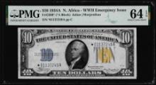 1934A $10 North Africa WWII Silver Certificate STAR Note PMG Ch. Uncirculated 64EPQ