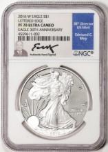 2016-W $1 Proof American Silver Eagle Coin NGC PF70 Ultra Cameo Edmund Moy Signature