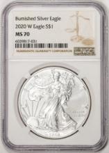 2020-W $1 Burnished American Silver Eagle Coin NGC MS70