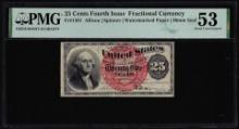 1863 Fourth Issue 25 Cents Fractional Currency Note Fr.1301 PMG About Uncirculated 53