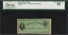 Harvard School Bank 25 Cents Cambridge, MA Obsolete Note Legacy Choice About New 55
