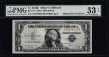 1935E $1 Silver Certificate Note Mismatched Serial Number Error PMG About Unc. 53 Net