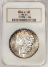 1888-S $1 Morgan Silver Dollar Coin NGC MS64 Old Fatty Holder Amazing Toning